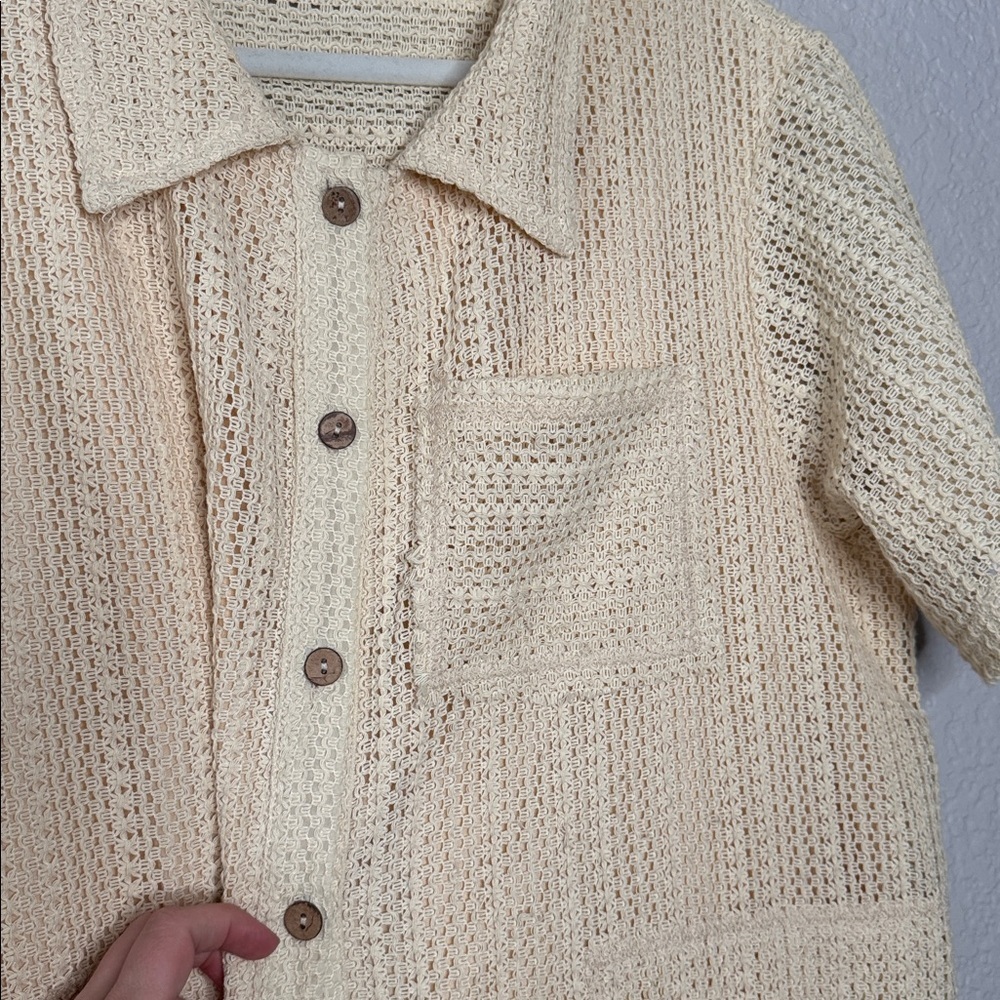 Heyson Ready For The Day Crochet Romper 1XL cream beige boho cottagecore coastal - Picture 4 of 8